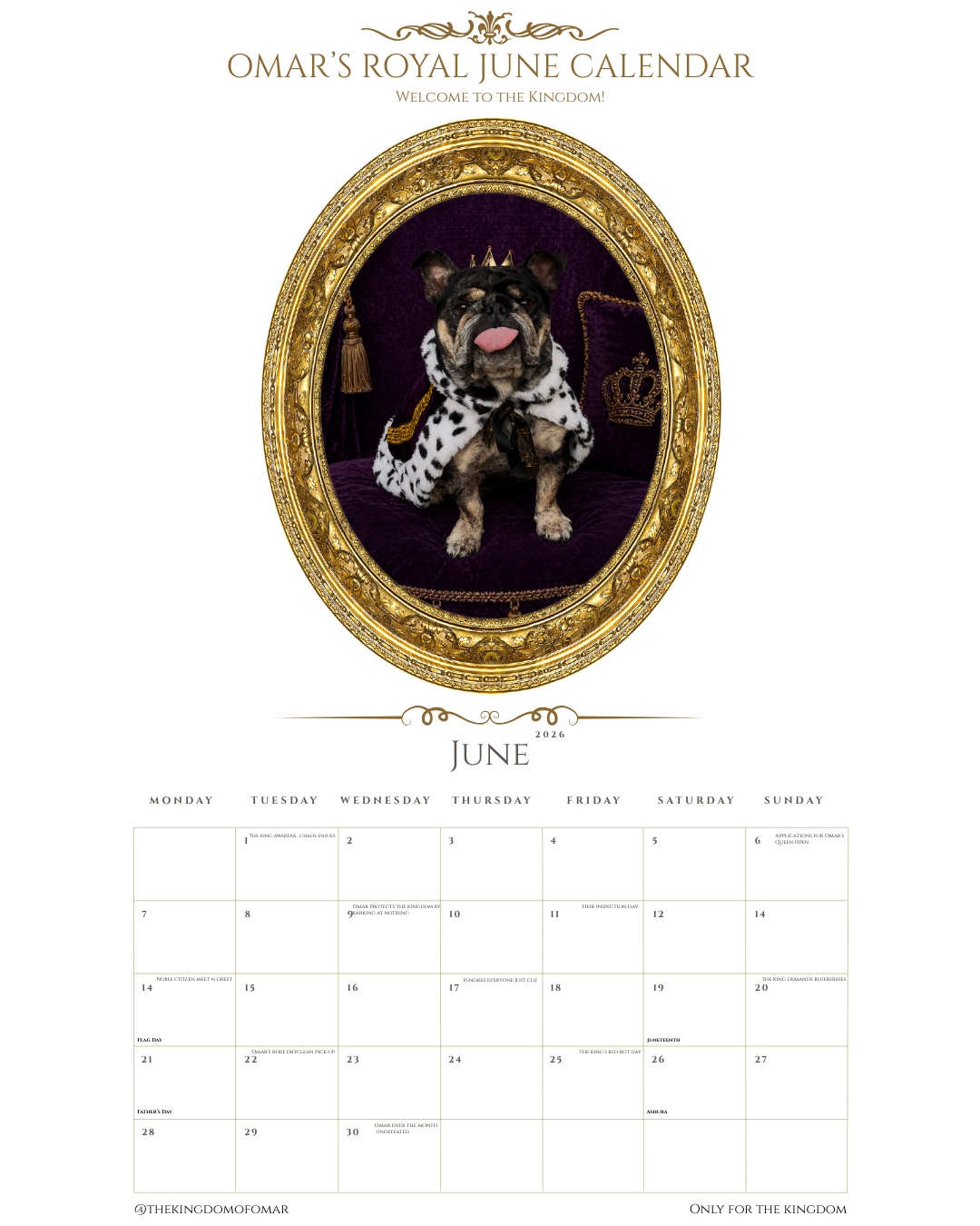 Omar's Royal June Calendar